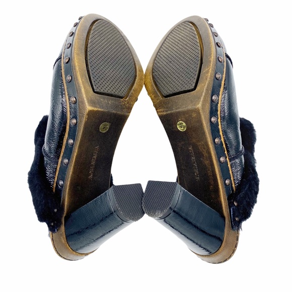 Aquatalia Yippy Patent Shearling Clog Heel SZ 9.5 - Picture 8 of 10